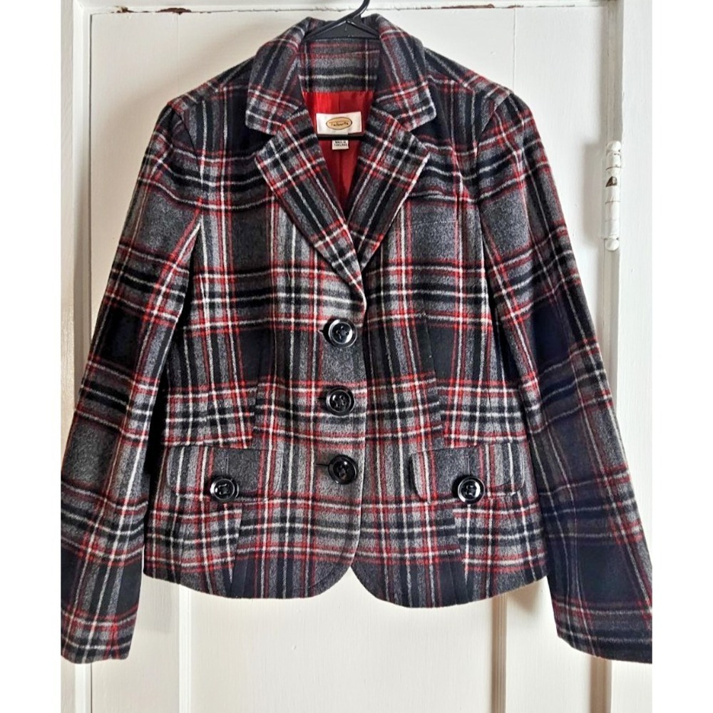 Vintage TALBOTS wool Nylon blend plaid blazer lined preppy career womans‎ 8